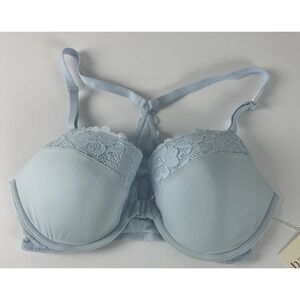 BARE Necessites Bra Size 34D Effortless Lace Front Close A10253LACE Blue B42
